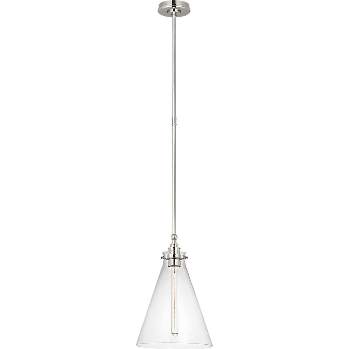 Chapman & Myers Parkington 11" Conical Pendant in Polished Nickel with Clear Glass W11"