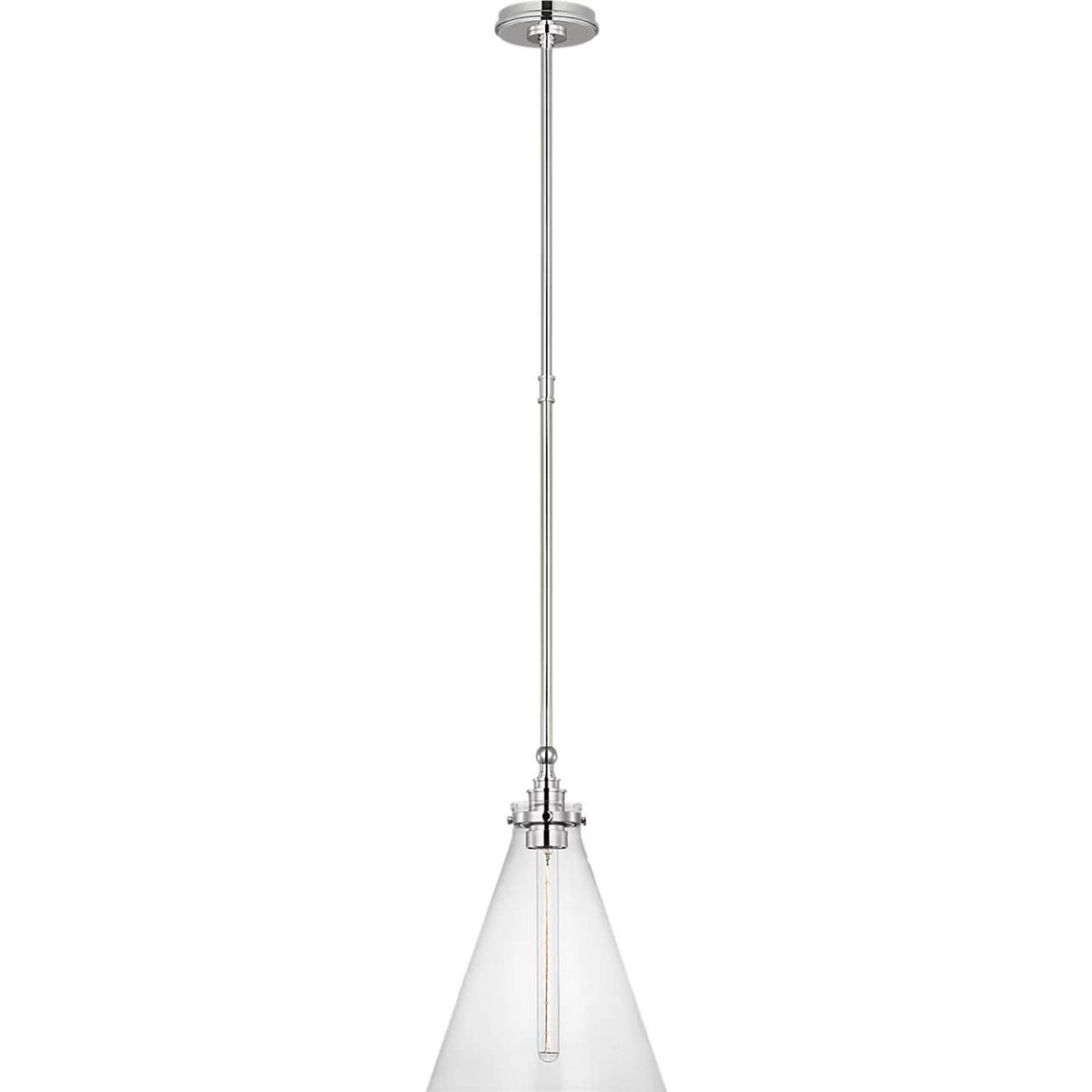 Chapman & Myers Parkington 11" Conical Pendant in Polished Nickel with Clear Glass W11"