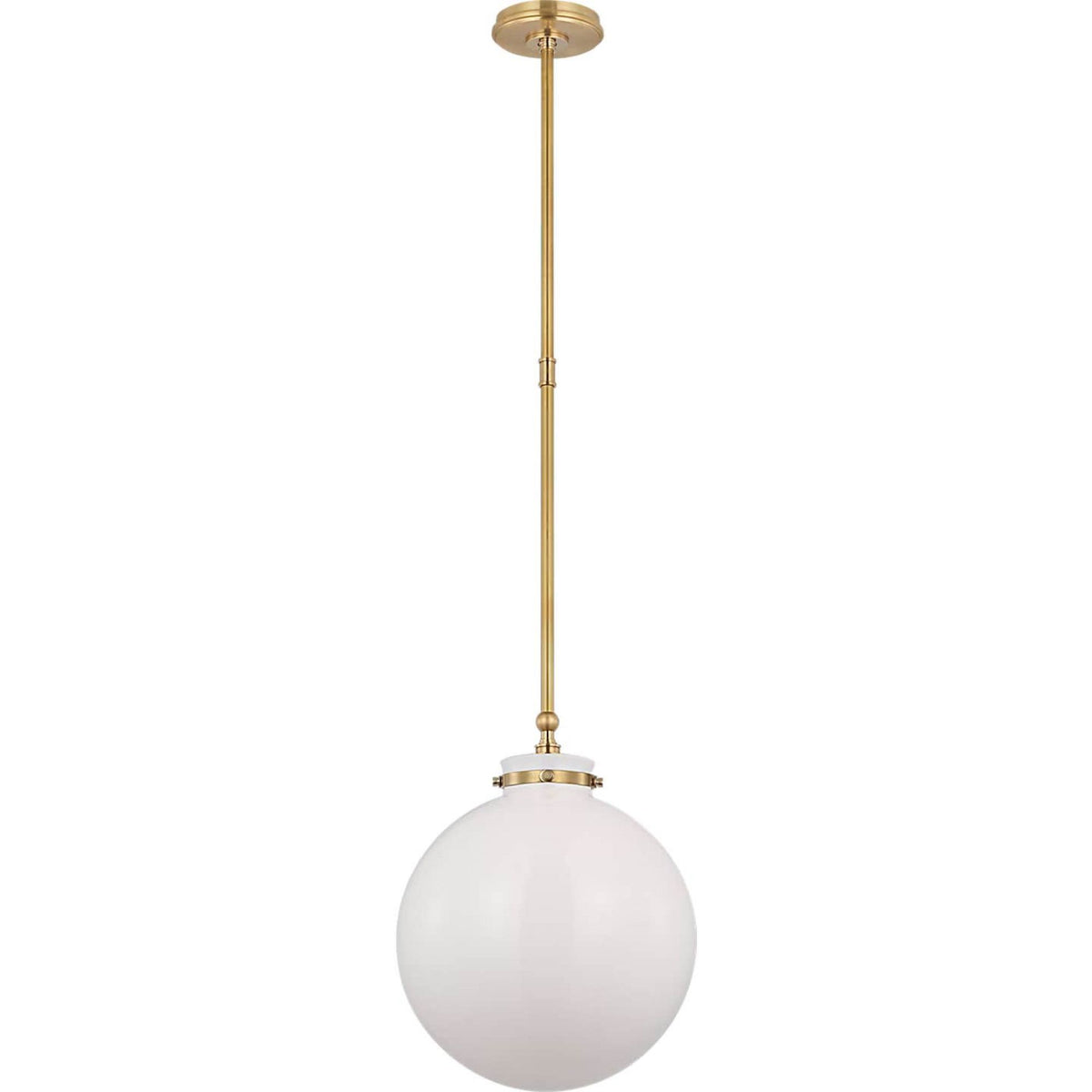 Chapman & Myers Parkington 14" Globe Pendant in Antique-Burnished Brass with White Glass W14"