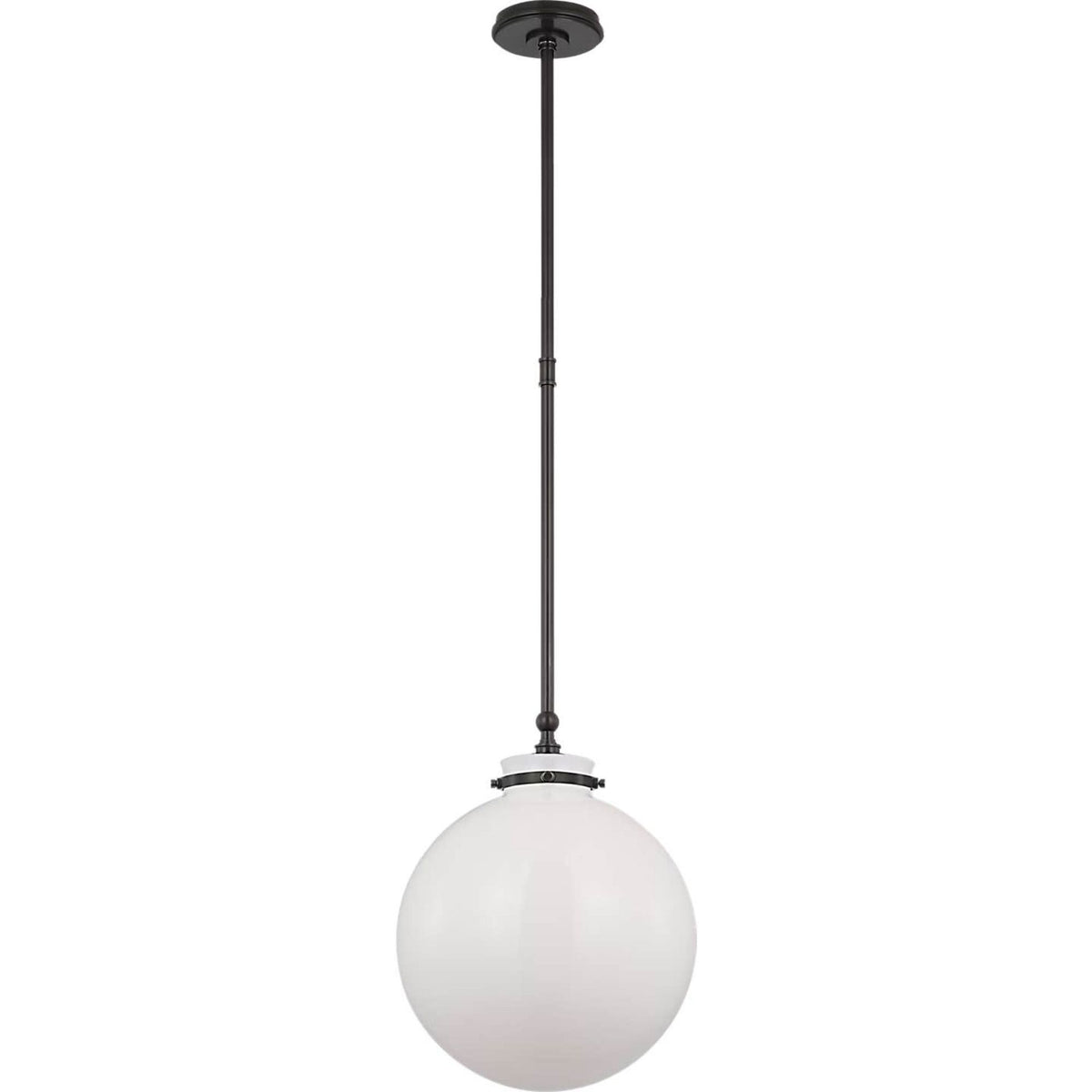 Chapman & Myers Parkington 14" Globe Pendant in Bronze with White Glass W14"