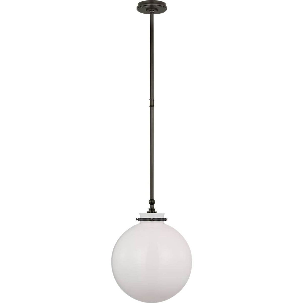 Chapman & Myers Parkington 14" Globe Pendant in Bronze with White Glass W14"