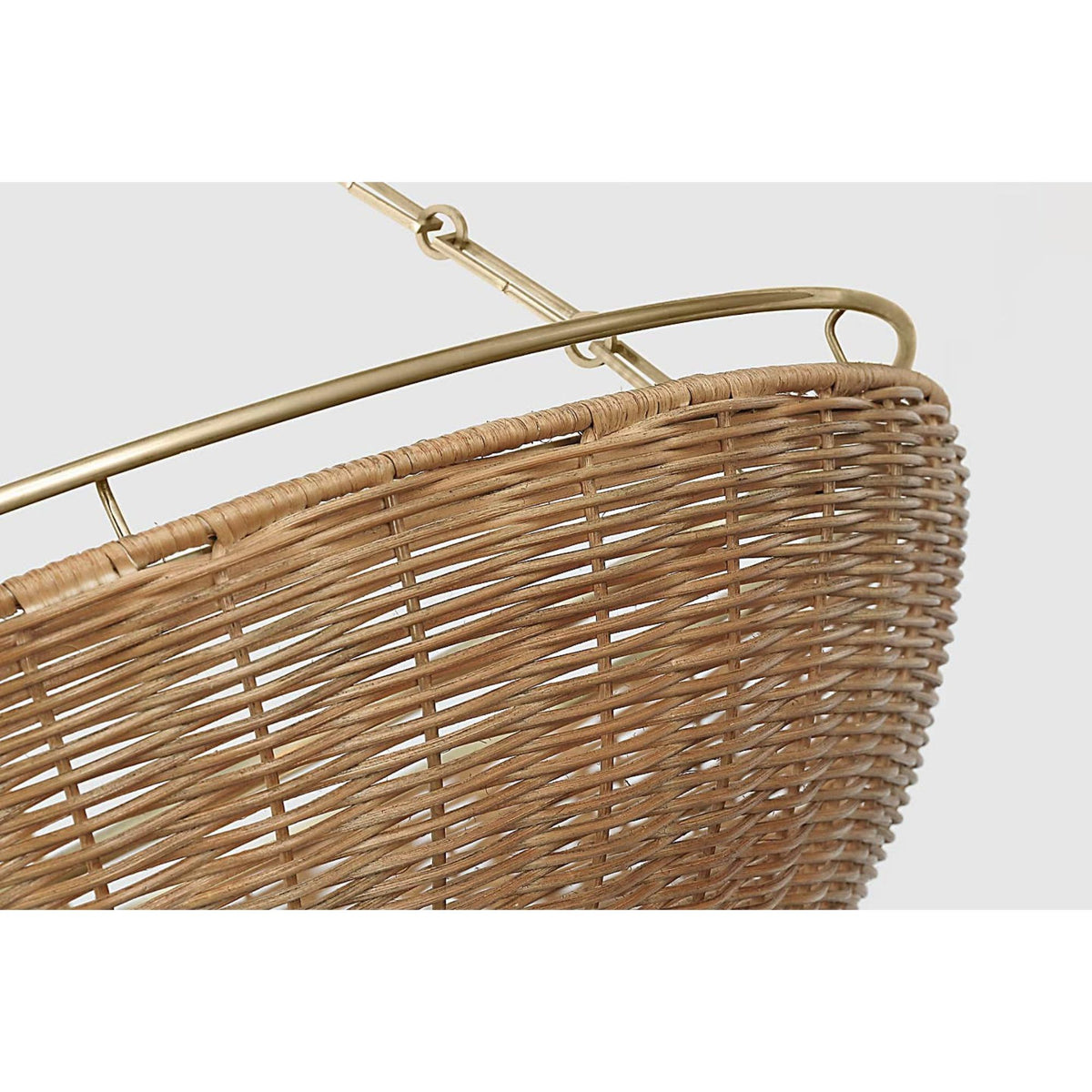 Chapman & Myers Clovis Medium Chandelier in Antique-Burnished Brass and Natural Wicker W28" x H32.25"