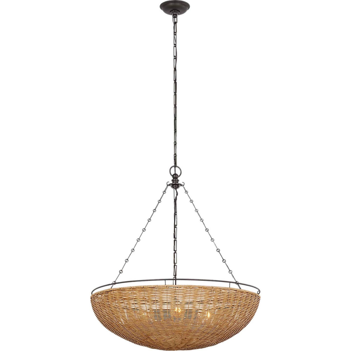 Chapman & Myers Clovis Medium Chandelier in Aged Iron and Natural Wicker W28" x H32.25"