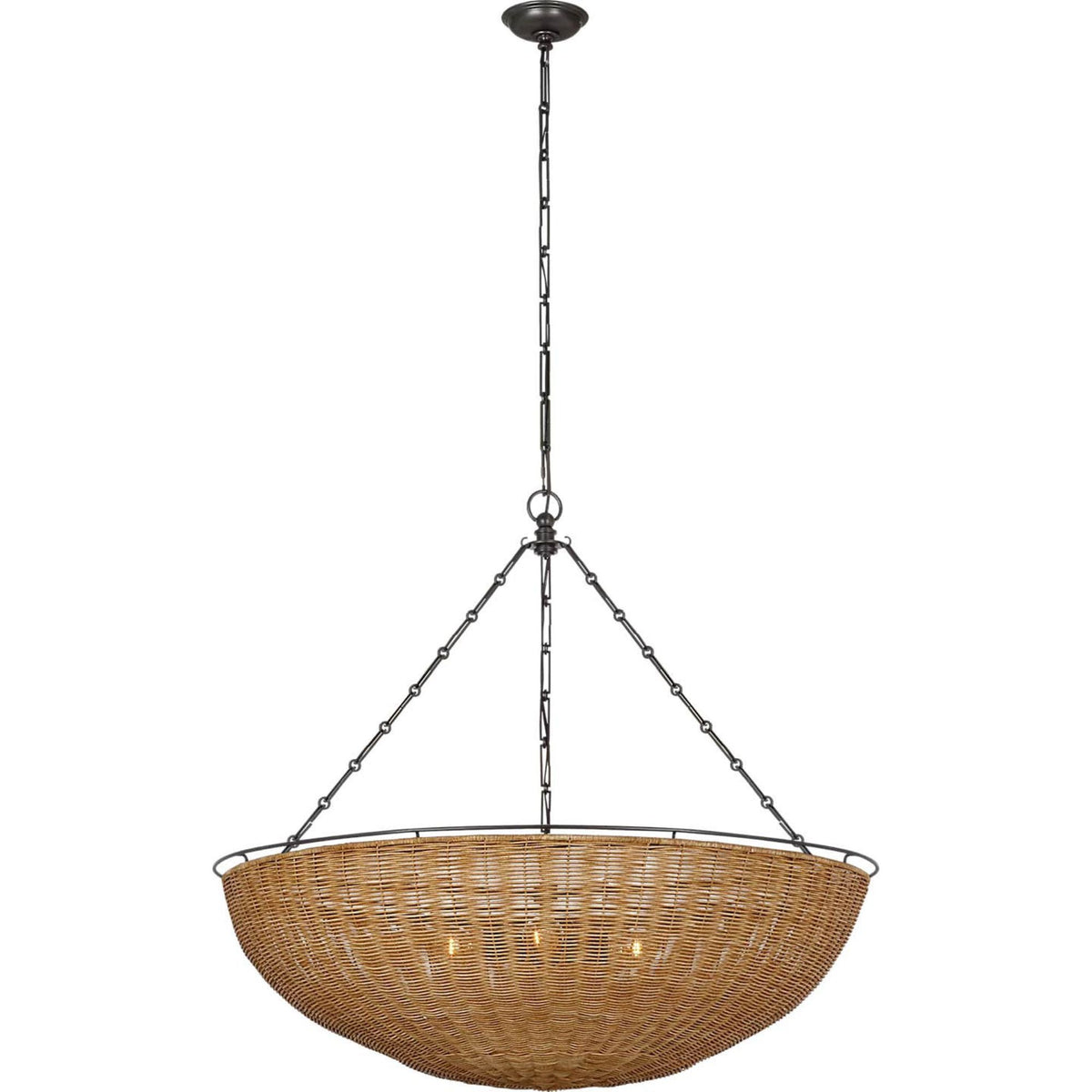Chapman & Myers Clovis Extra Large Chandelier in Aged Iron and Natural Wicker W38" x H42.25"