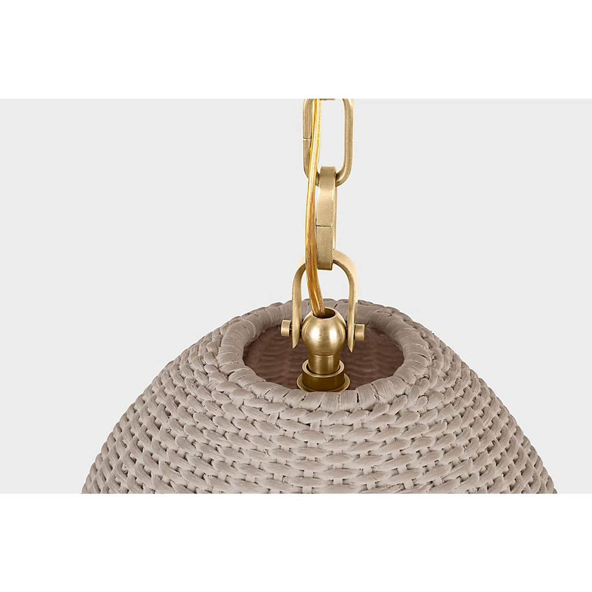 Chapman & Myers Kokomo 12" Pendant in Antique-Burnished Brass with Ash Wicker Shade W11.5" x H18.25"