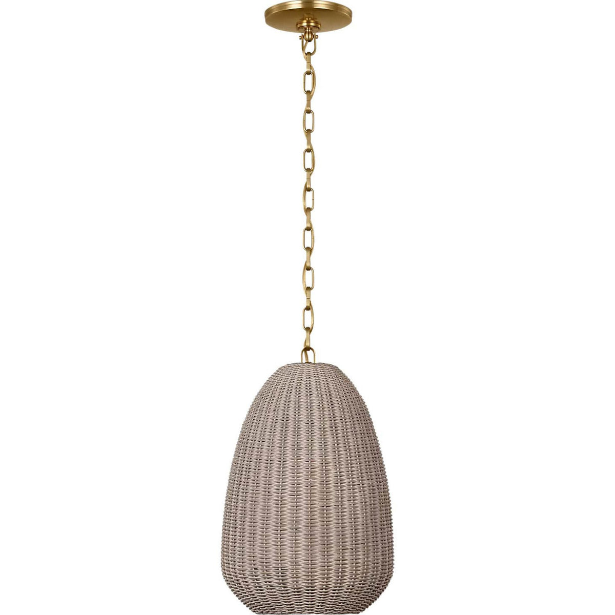 Chapman & Myers Kokomo 12" Pendant in Antique-Burnished Brass with Ash Wicker Shade W11.5" x H18.25"