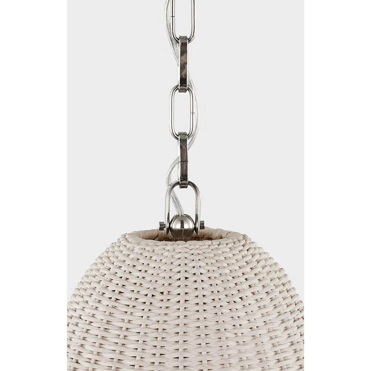 Chapman & Myers Kokomo 12" Pendant in Polished Nickel with Chalk Wicker Shade W11.5" x H18.25"
