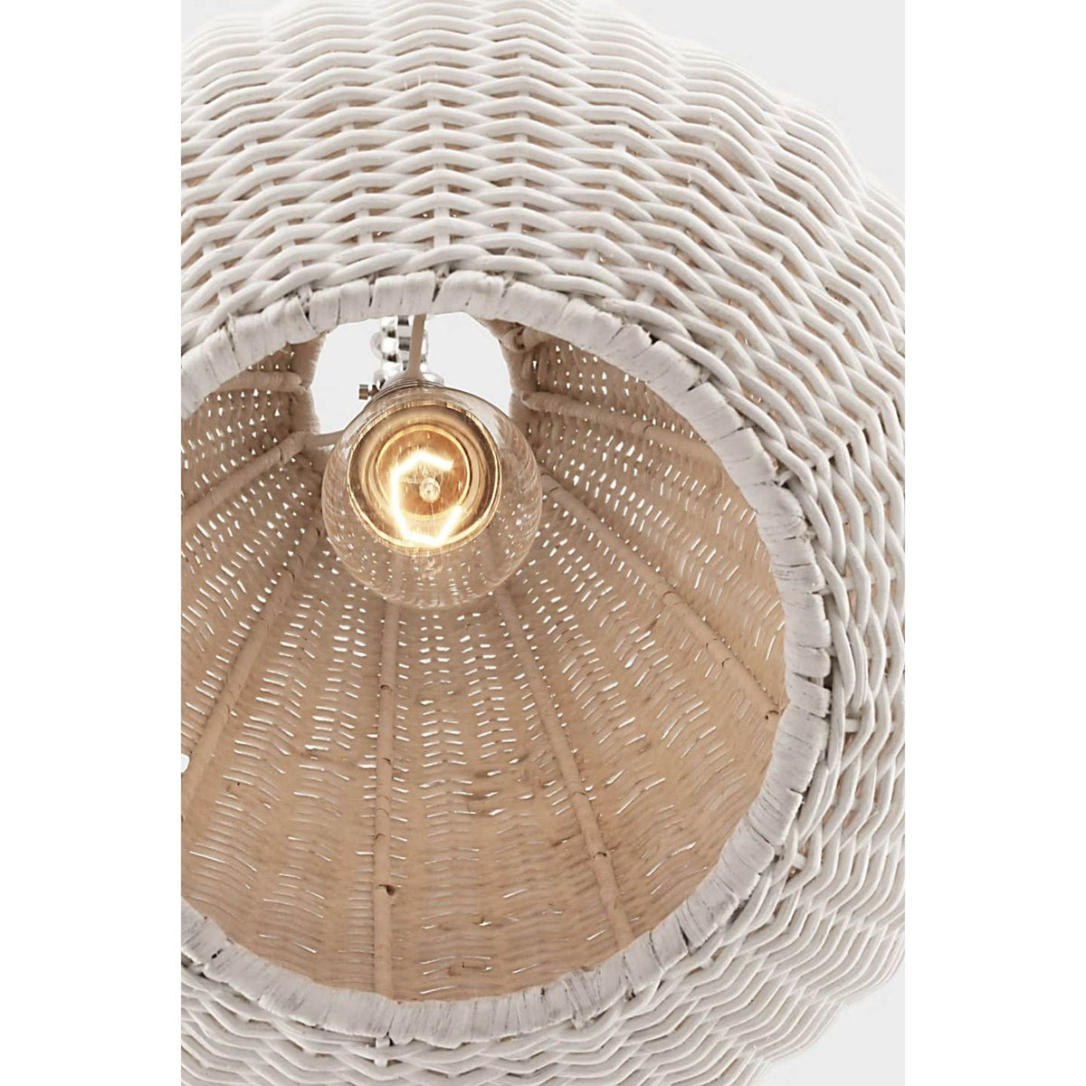 Chapman & Myers Kokomo 12" Pendant in Polished Nickel with Chalk Wicker Shade W11.5" x H18.25"
