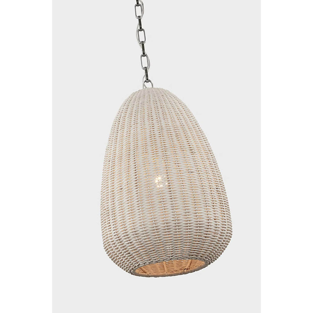 Chapman & Myers Kokomo 12" Pendant in Polished Nickel with Chalk Wicker Shade W11.5" x H18.25"