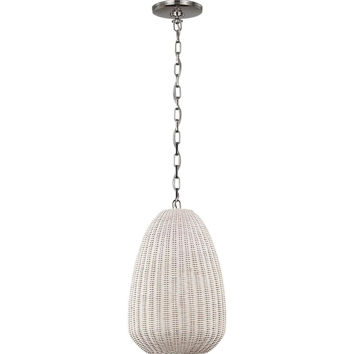 Chapman & Myers Kokomo 12" Pendant in Polished Nickel with Chalk Wicker Shade W11.5" x H18.25"