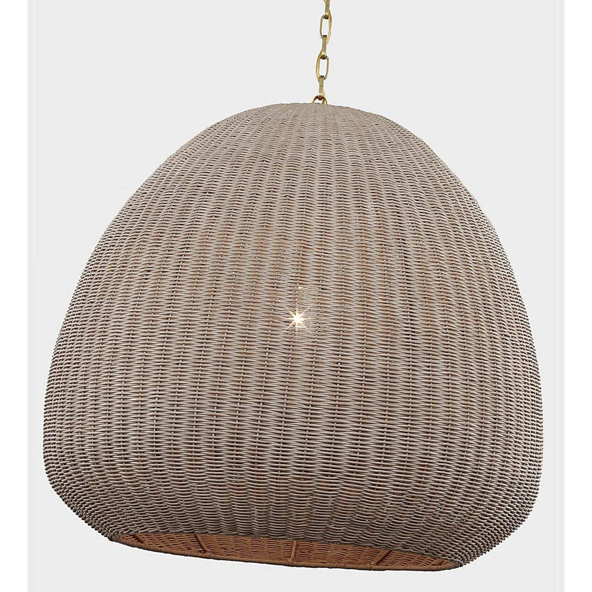 Chapman & Myers Kokomo 30" Domed Pendant in Antique-Burnished Brass with Ash Wicker Shade W30" x H28.75"