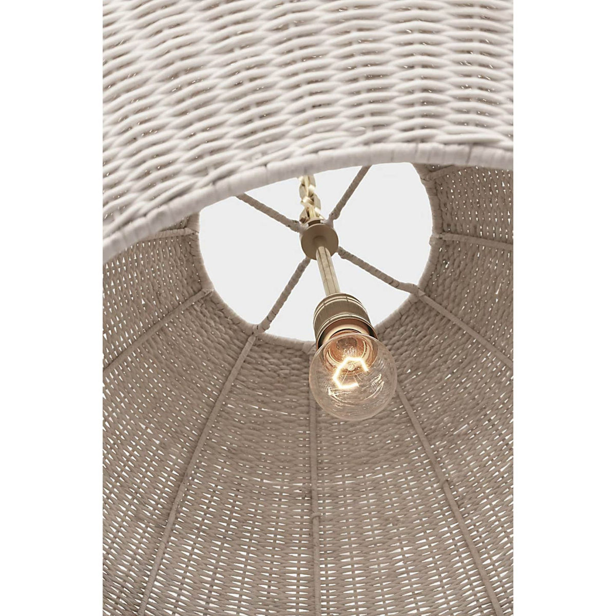 Chapman & Myers Kokomo 30" Domed Pendant in Antique-Burnished Brass with Chalk Wicker Shade W30" x H28.75"