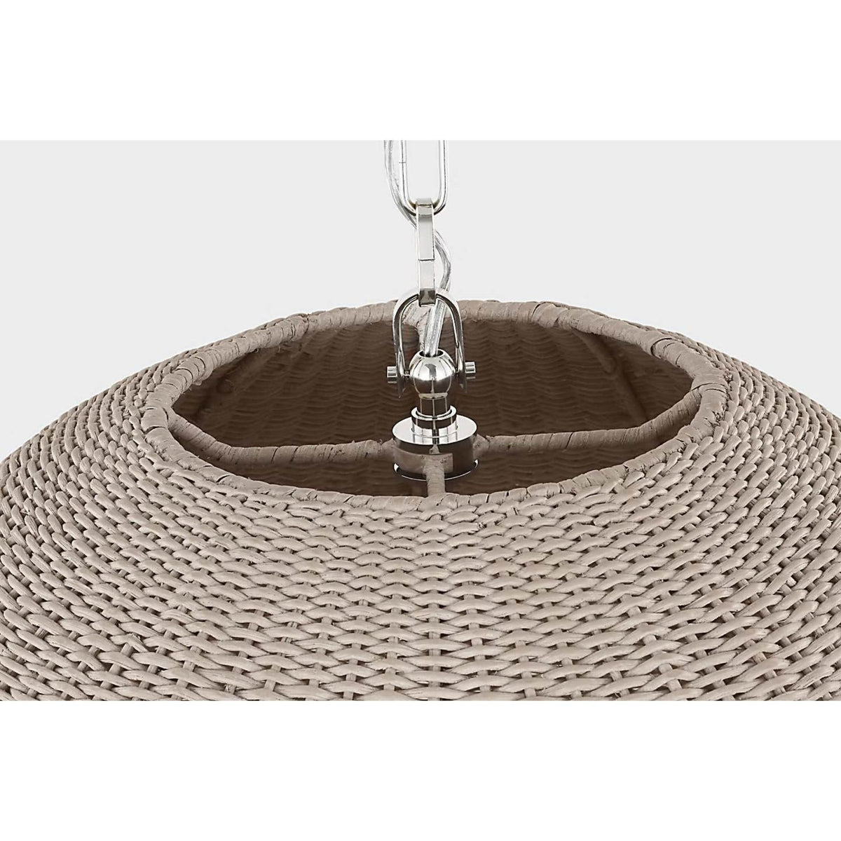 Chapman & Myers Kokomo 30" Domed Pendant in Polished Nickel with Ash Wicker Shade W30" x H28.75"
