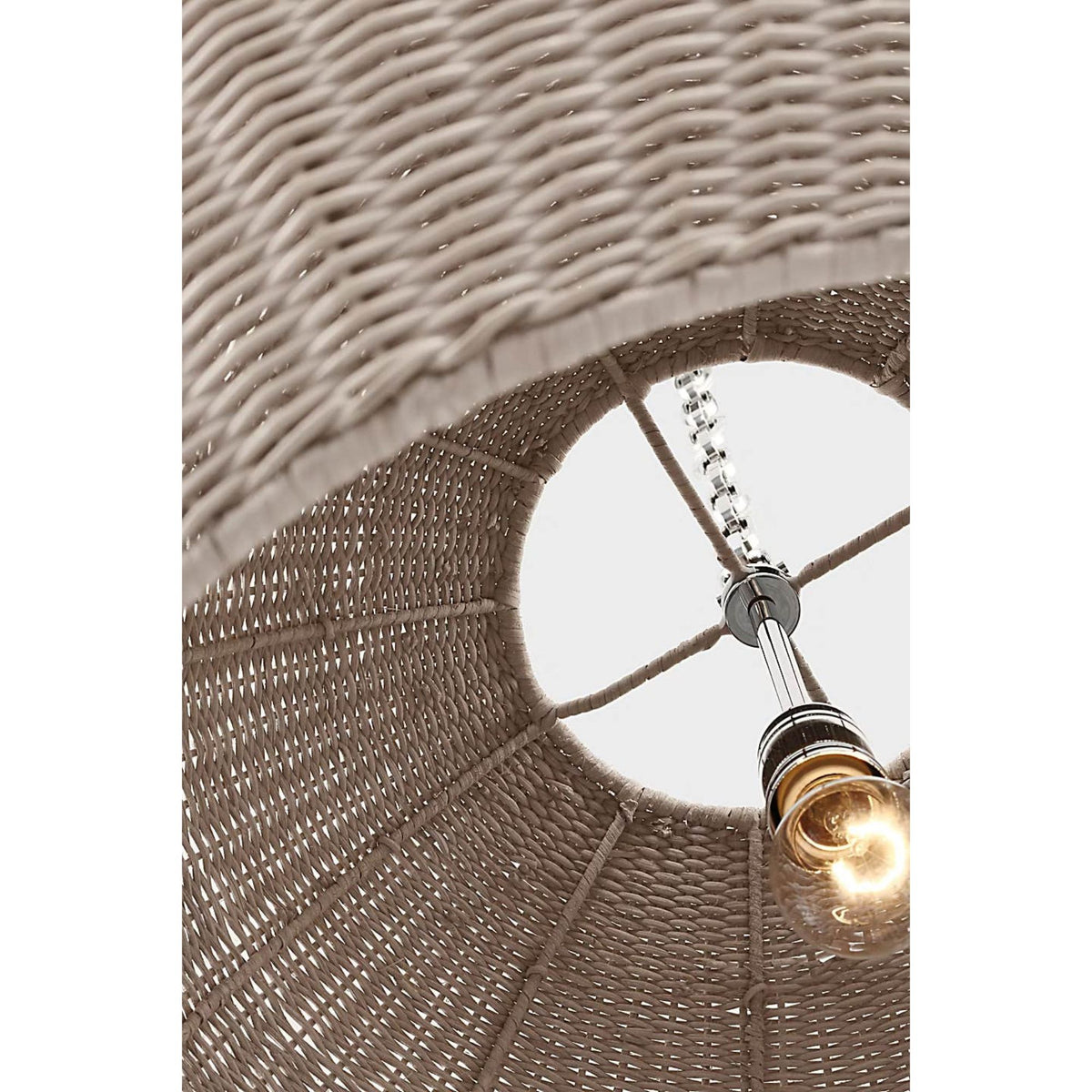 Chapman & Myers Kokomo 30" Domed Pendant in Polished Nickel with Ash Wicker Shade W30" x H28.75"