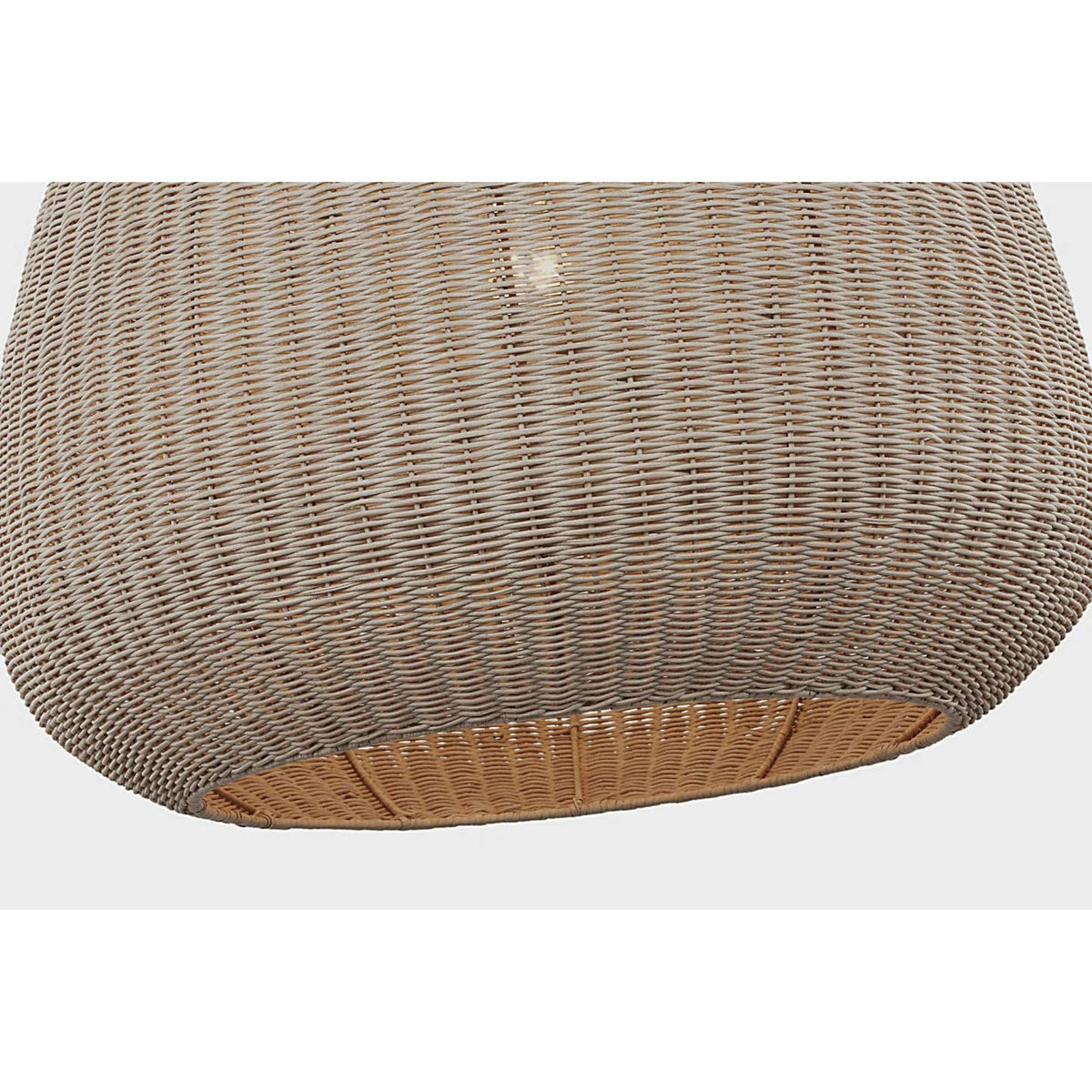 Chapman & Myers Kokomo 30" Domed Pendant in Polished Nickel with Ash Wicker Shade W30" x H28.75"