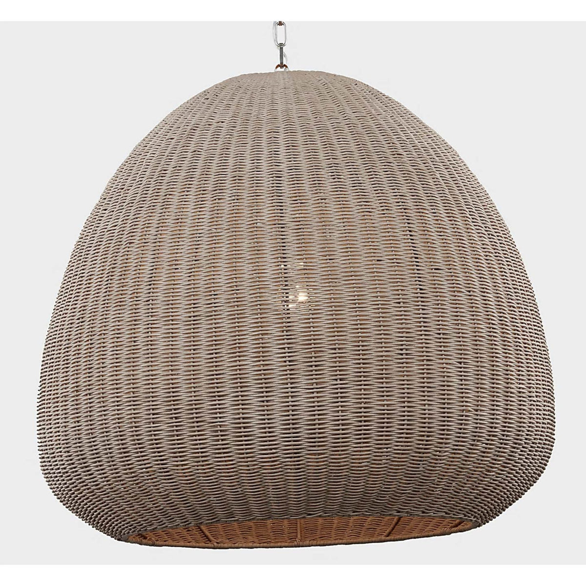 Chapman & Myers Kokomo 30" Domed Pendant in Polished Nickel with Ash Wicker Shade W30" x H28.75"