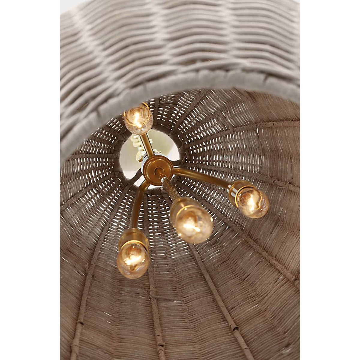 Chapman & Myers Kokomo 15" Elongated Pendant in Antique-Burnished Brass with Ash Wicker Shade W15" x H33.75"