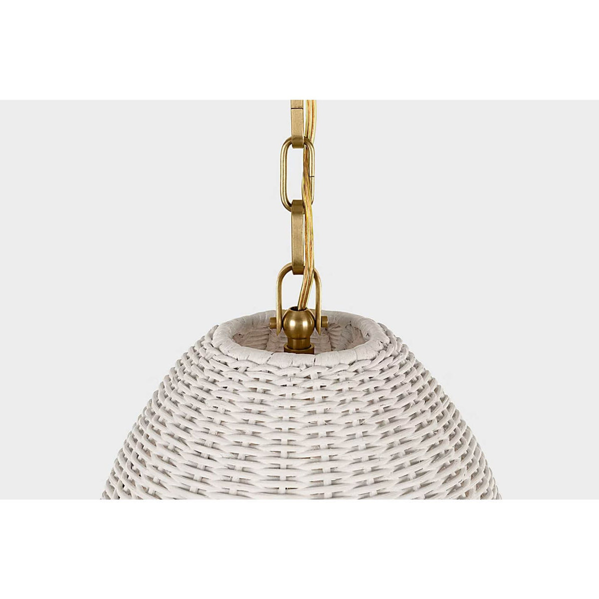 Chapman & Myers Kokomo 15" Elongated Pendant in Antique-Burnished Brass with Chalk Wicker Shade W15" x H33.75"