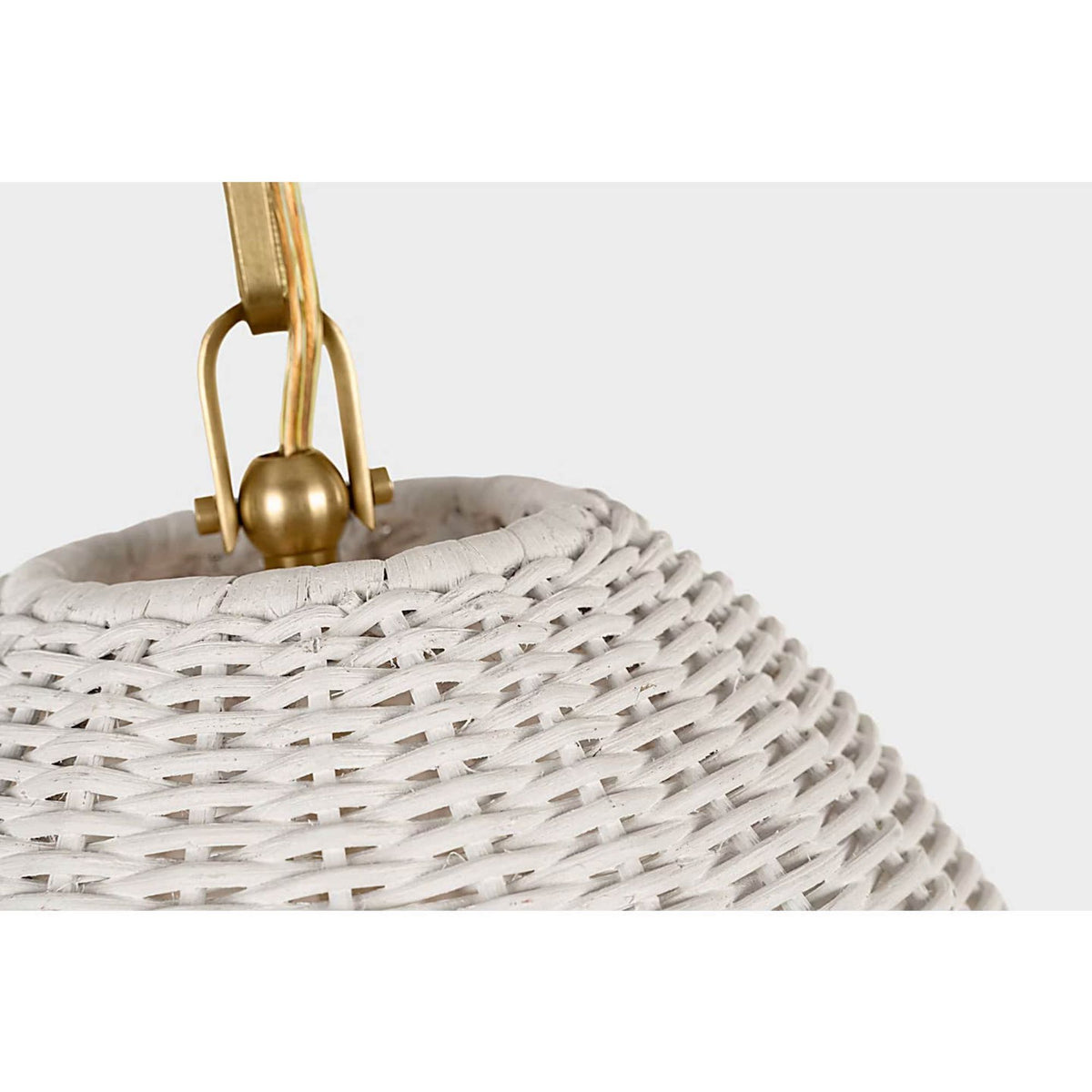 Chapman & Myers Kokomo 15" Elongated Pendant in Antique-Burnished Brass with Chalk Wicker Shade W15" x H33.75"