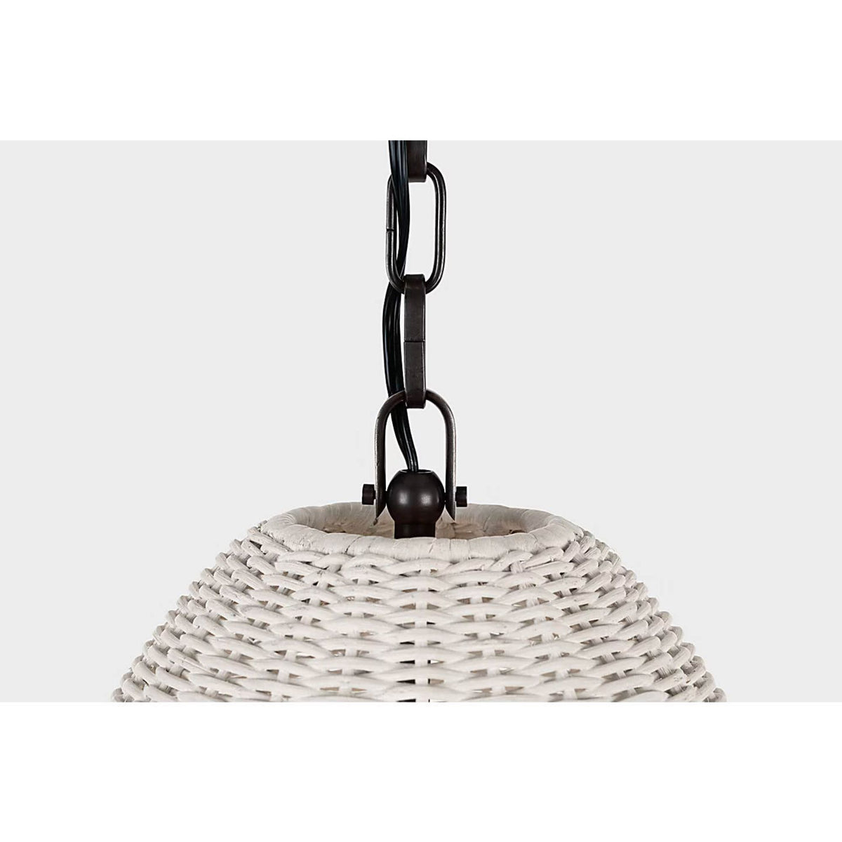 Chapman & Myers Kokomo 15" Elongated Pendant in Bronze with Chalk Wicker Shade W15" x H33.75"