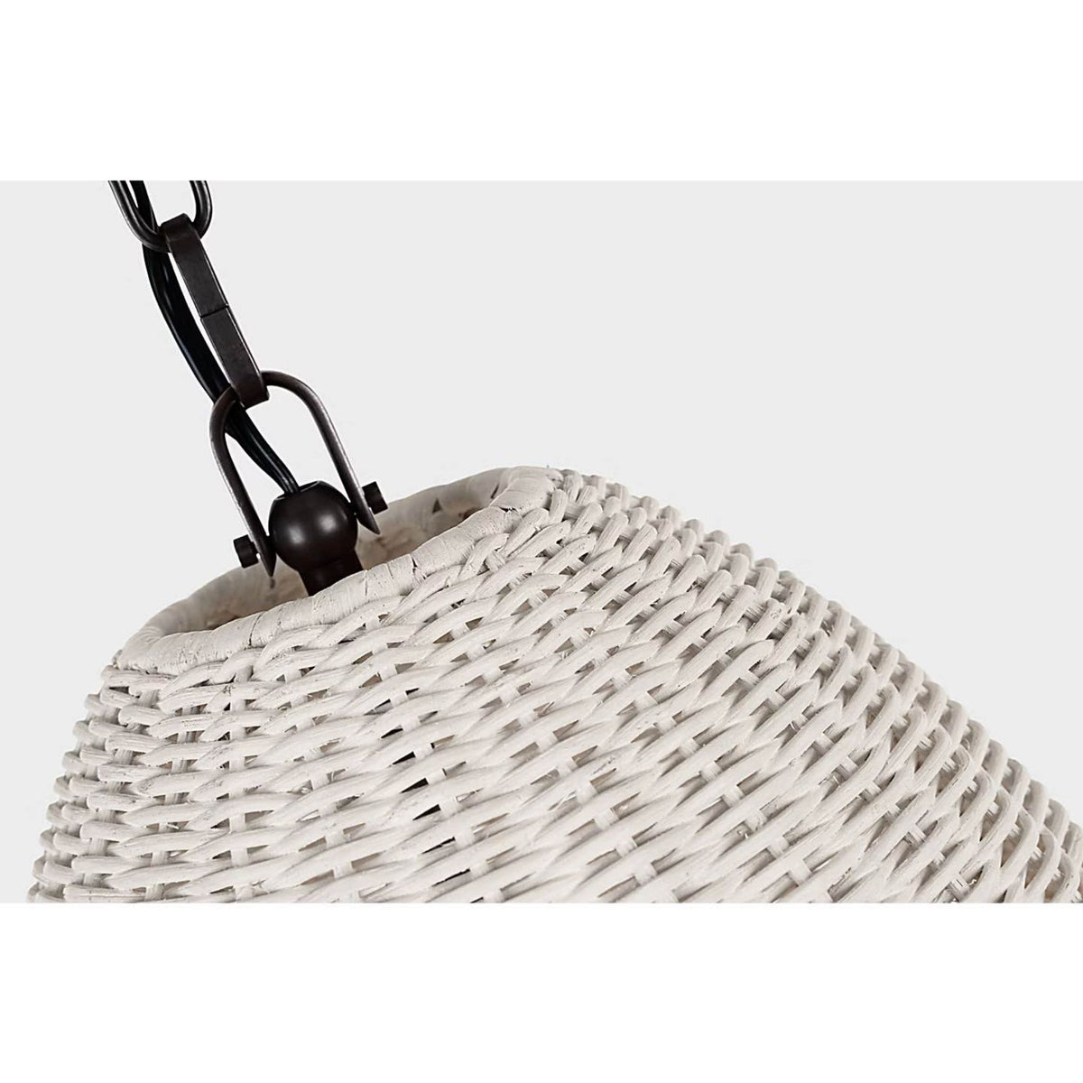 Chapman & Myers Kokomo 15" Elongated Pendant in Bronze with Chalk Wicker Shade W15" x H33.75"