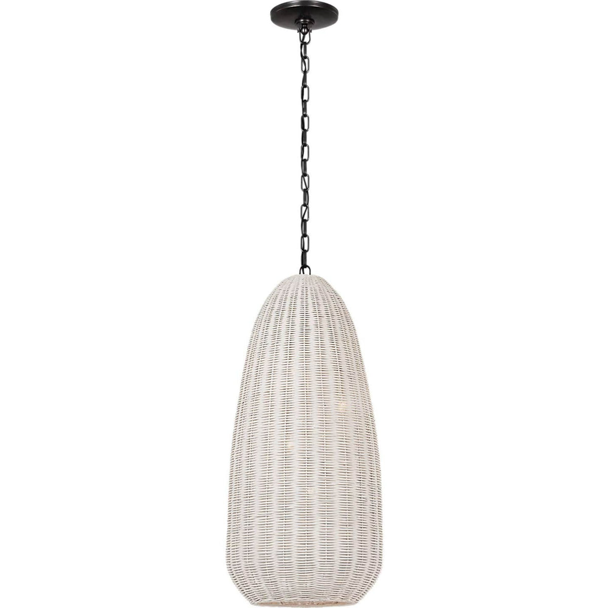 Chapman & Myers Kokomo 15" Elongated Pendant in Bronze with Chalk Wicker Shade W15" x H33.75"