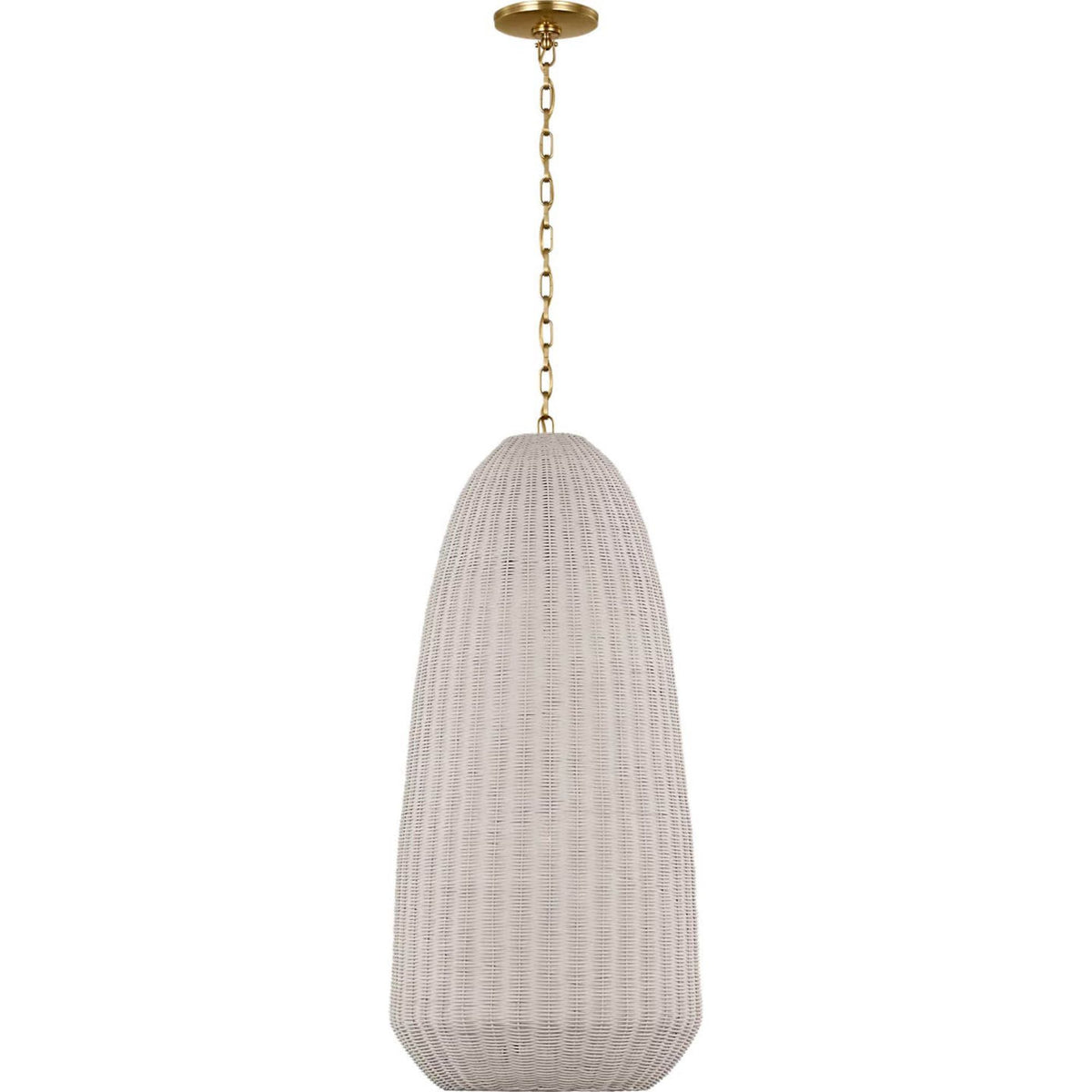 Chapman & Myers Kokomo 20" Elongated Pendant in Antique-Burnished Brass with Chalk Wicker Shade W20" x H44.25"