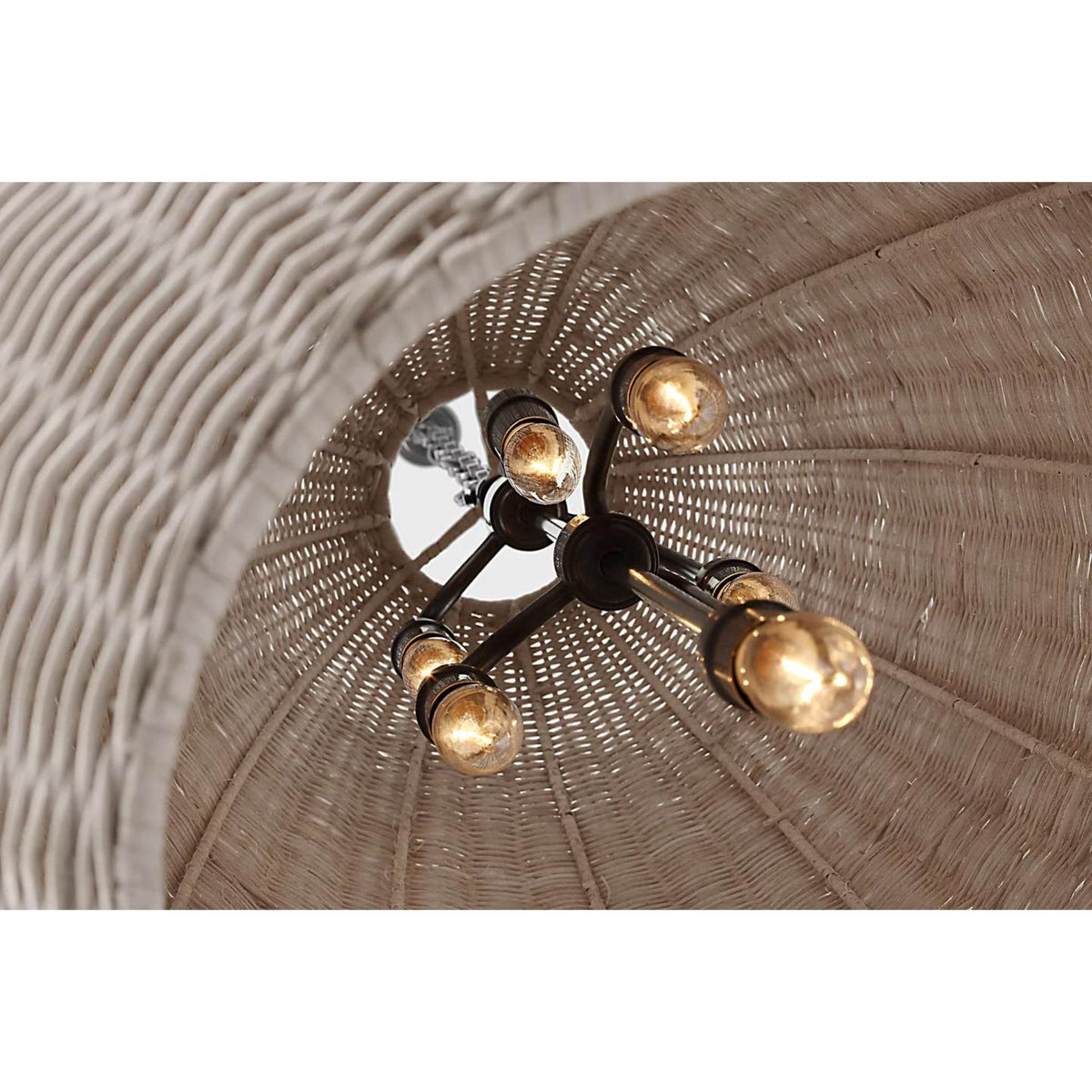 Chapman & Myers Kokomo 20" Elongated Pendant in Bronze with Ash Wicker Shade W20" x H44.25"