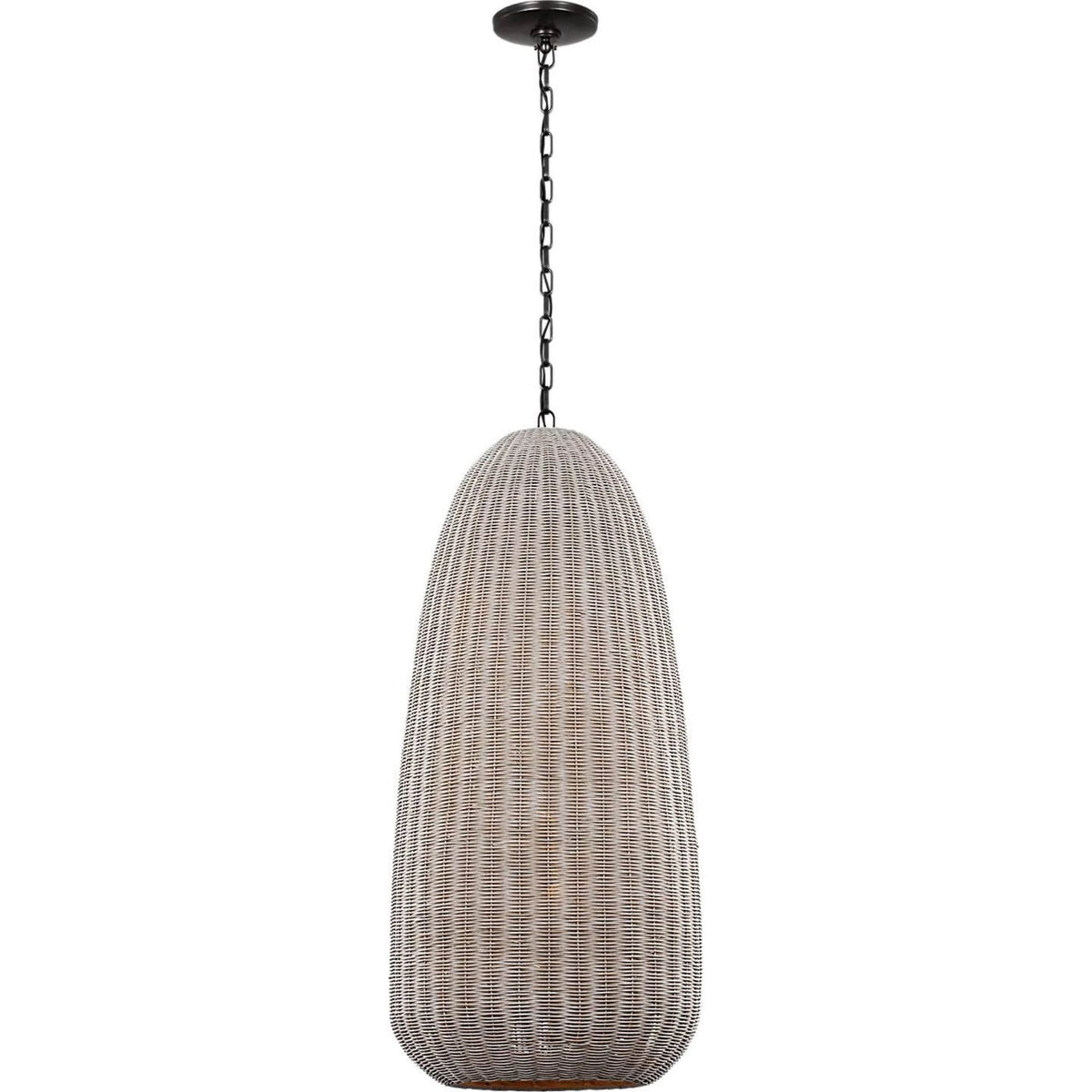 Chapman & Myers Kokomo 20" Elongated Pendant in Bronze with Ash Wicker Shade W20" x H44.25"