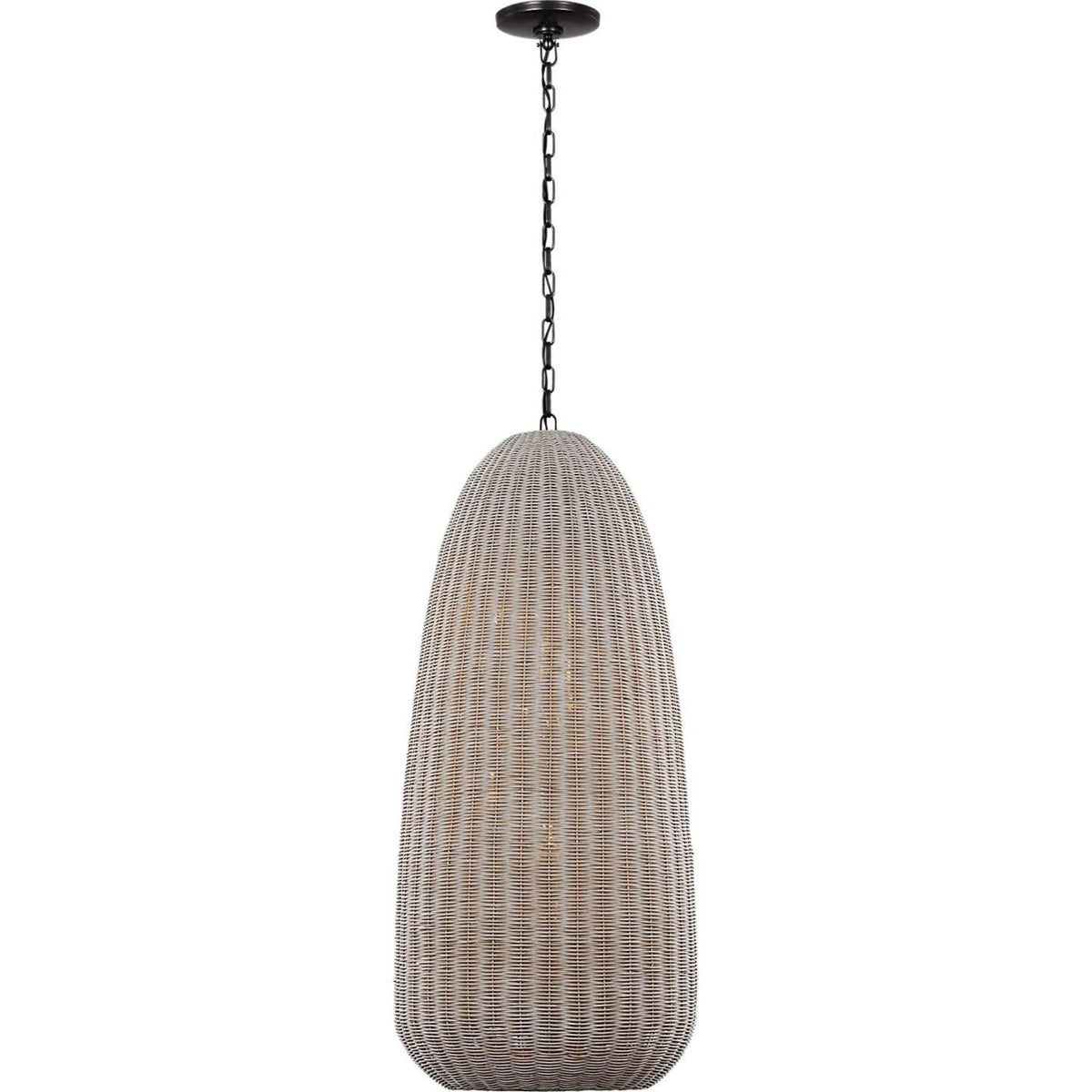 Chapman & Myers Kokomo 20" Elongated Pendant in Bronze with Ash Wicker Shade W20" x H44.25"