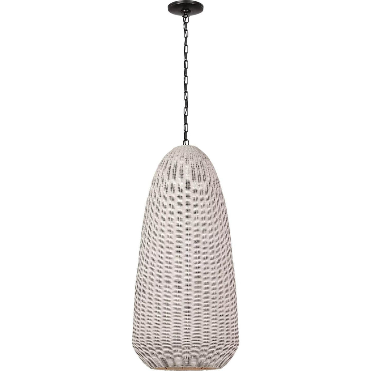 Chapman & Myers Kokomo 20" Elongated Pendant in Bronze with Chalk Wicker Shade W20" x H44.25"