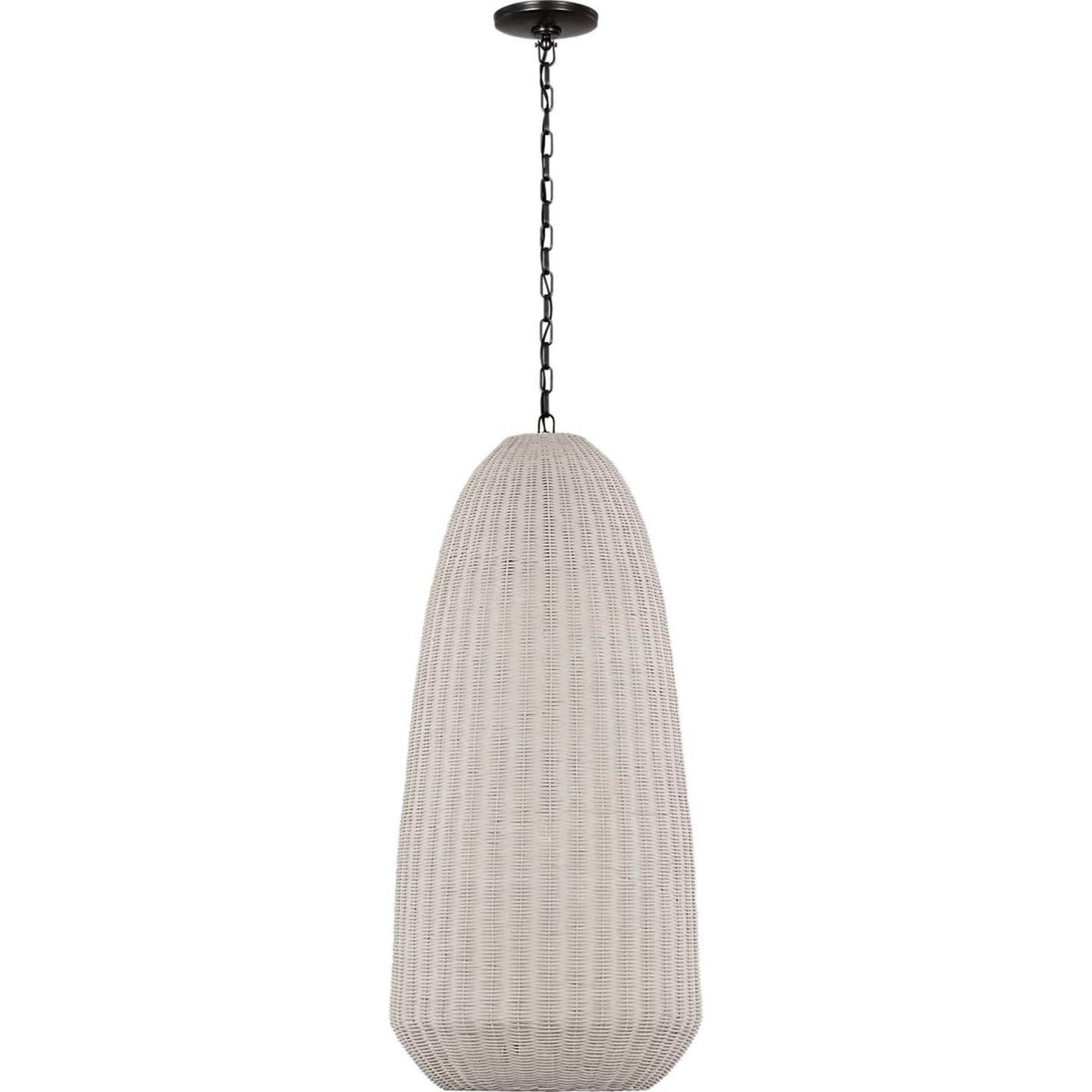 Chapman & Myers Kokomo 20" Elongated Pendant in Bronze with Chalk Wicker Shade W20" x H44.25"