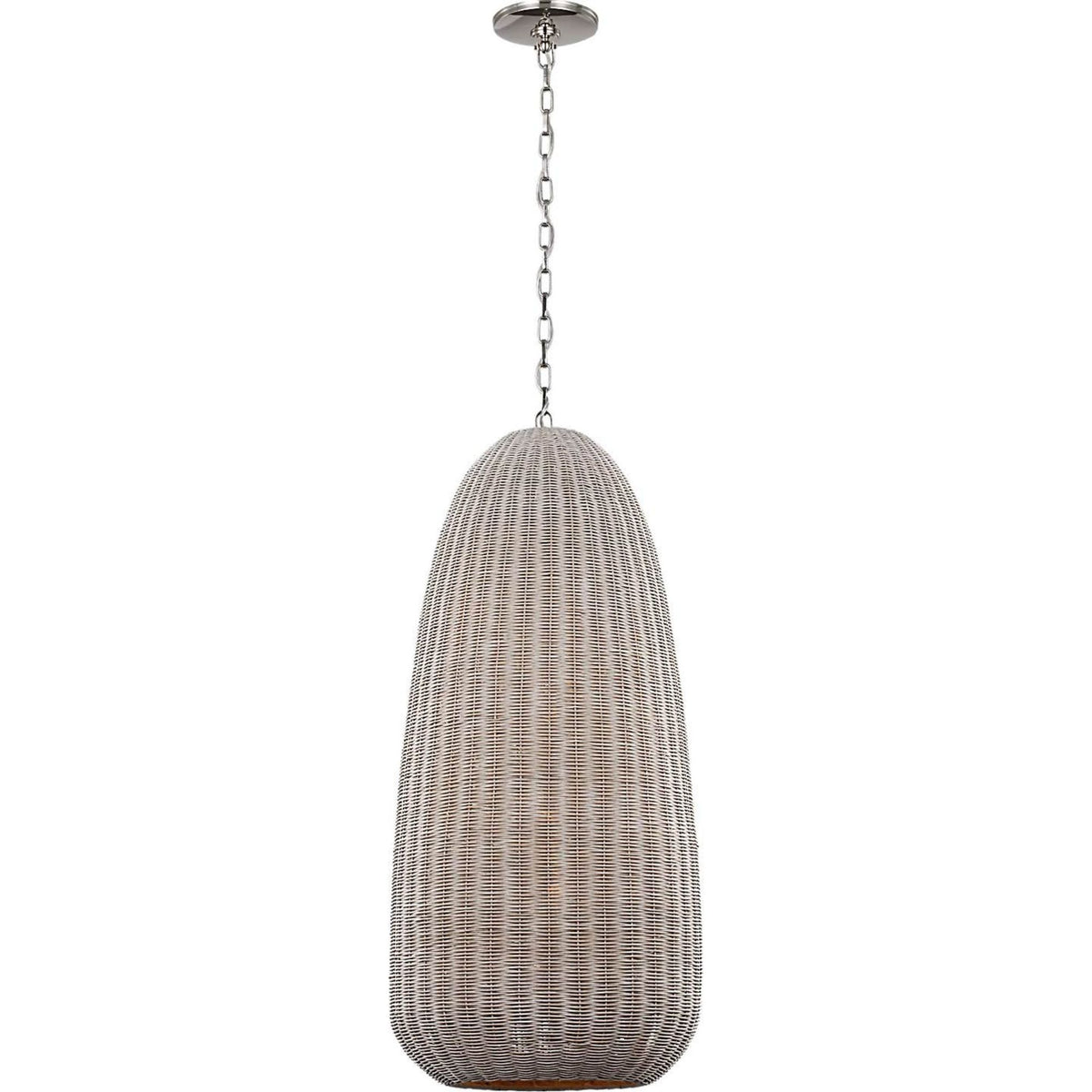Chapman & Myers Kokomo 20" Elongated Pendant in Polished Nickel with Ash Wicker Shade W20" x H44.25"