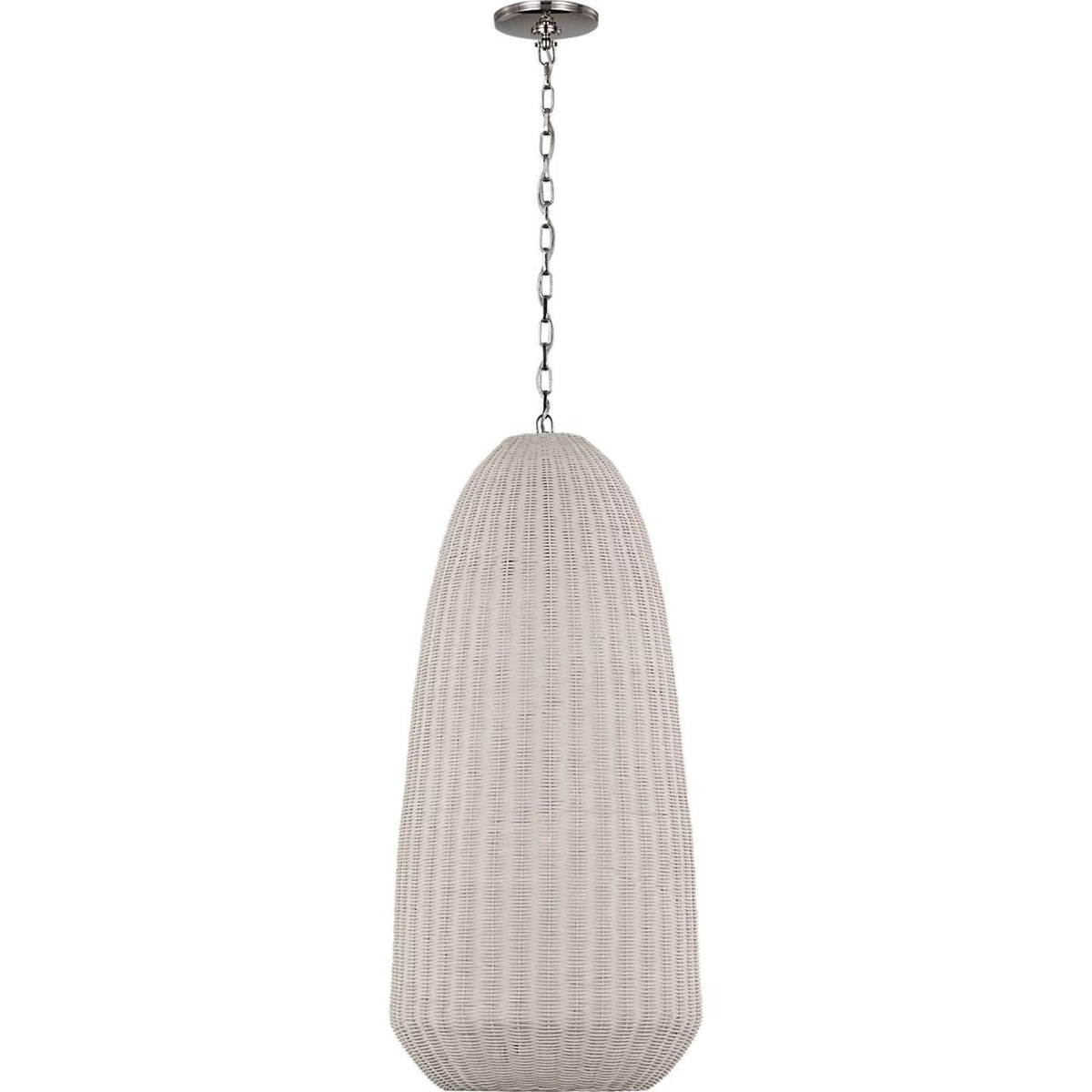 Chapman & Myers Kokomo 20" Elongated Pendant in Polished Nickel with Chalk Wicker Shade W20" x H44.25"