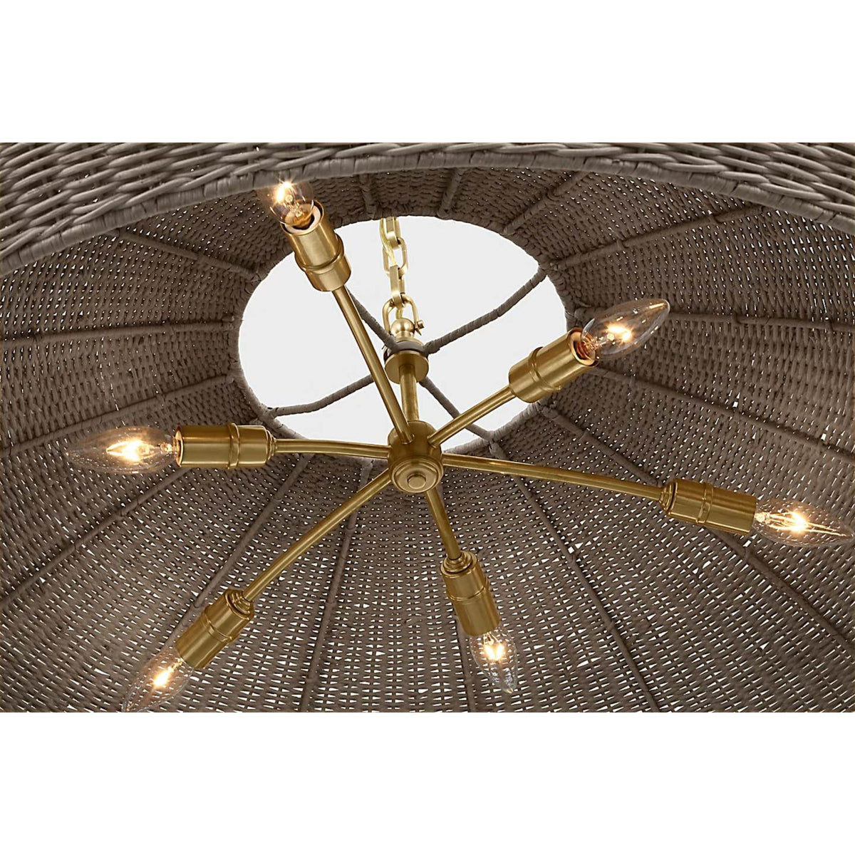 Chapman & Myers Kokomo 44" Wide Pendant in Antique-Burnished Brass with Ash Wicker Shade W44" x H16.75"