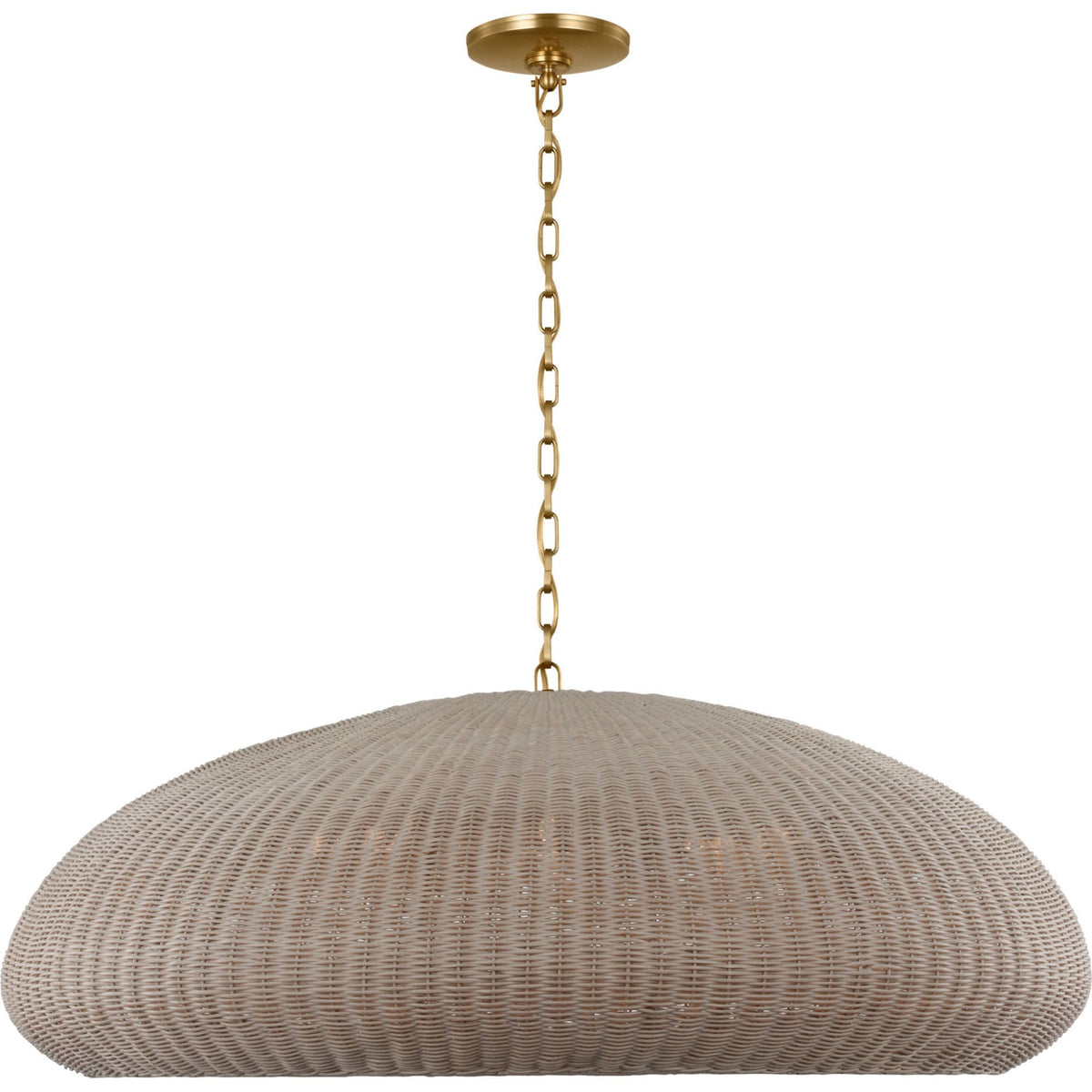 Chapman & Myers Kokomo 44" Wide Pendant in Antique-Burnished Brass with Ash Wicker Shade W44" x H16.75"