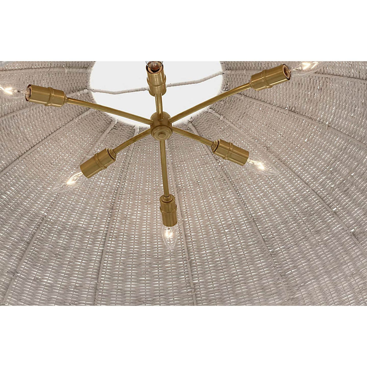 Chapman & Myers Kokomo 44" Wide Pendant in Antique-Burnished Brass with Chalk Wicker Shade W44" x H16.75"