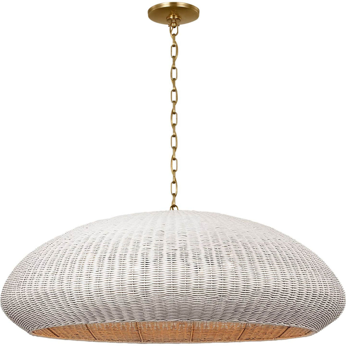 Chapman & Myers Kokomo 44" Wide Pendant in Antique-Burnished Brass with Chalk Wicker Shade W44" x H16.75"