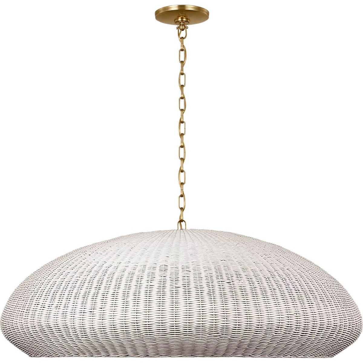Chapman & Myers Kokomo 44" Wide Pendant in Antique-Burnished Brass with Chalk Wicker Shade W44" x H16.75"