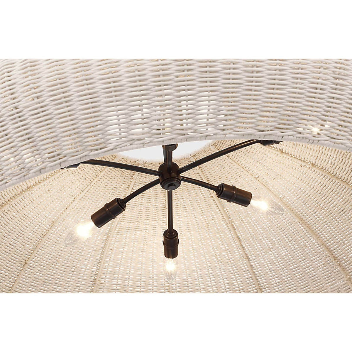 Chapman & Myers Kokomo 44" Wide Pendant in Bronze with Ash Wicker Shade W44" x H16.75"