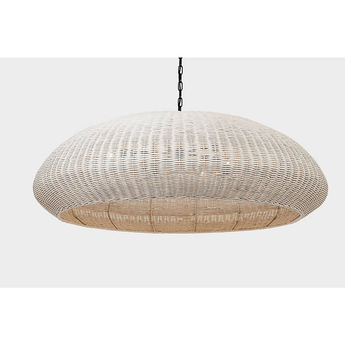 Chapman & Myers Kokomo 44" Wide Pendant in Bronze with Chalk Wicker Shade W44" x H16.75"