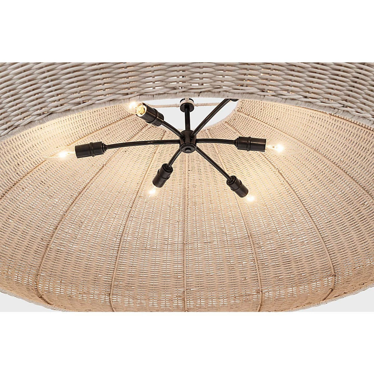 Chapman & Myers Kokomo 44" Wide Pendant in Bronze with Chalk Wicker Shade W44" x H16.75"