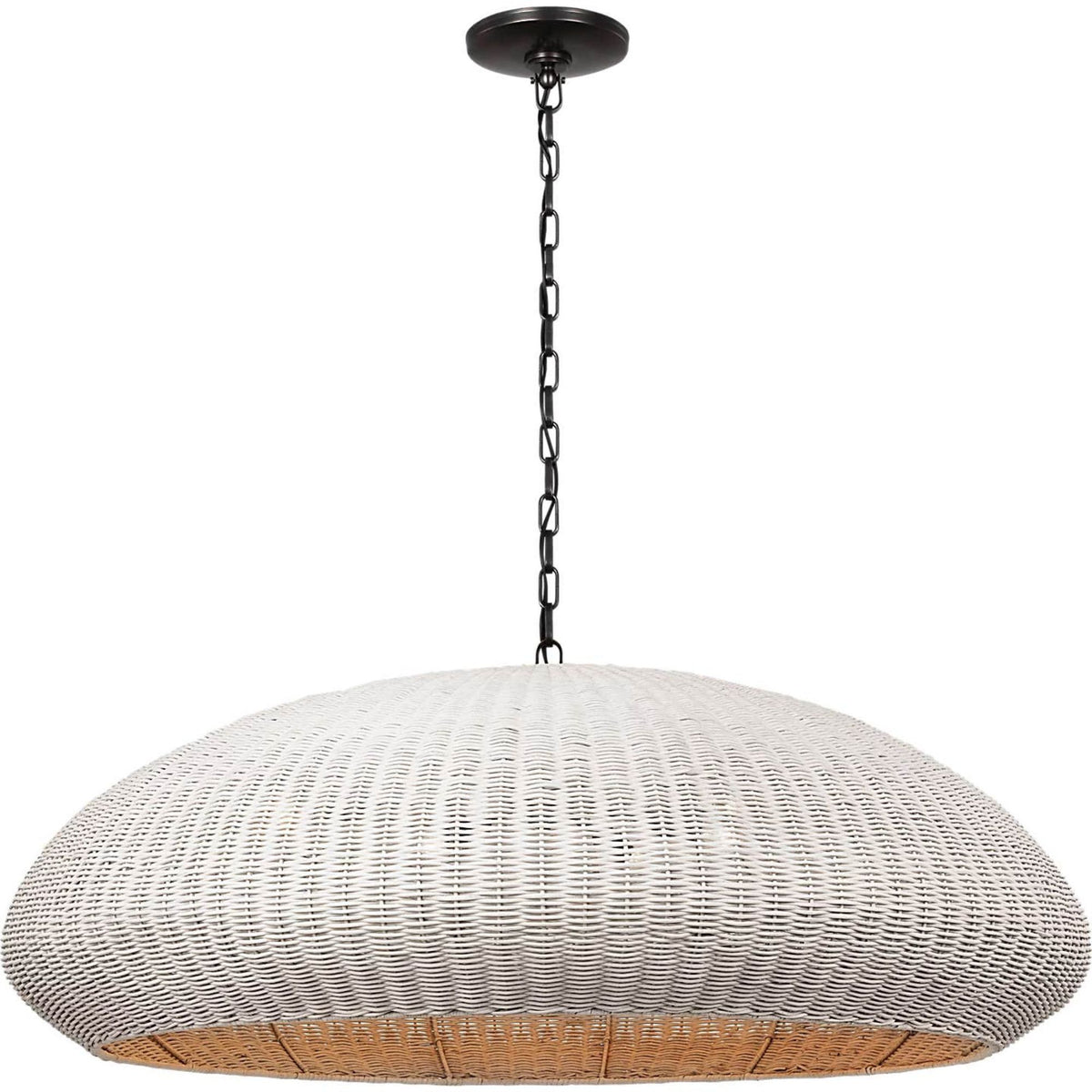 Chapman & Myers Kokomo 44" Wide Pendant in Bronze with Chalk Wicker Shade W44" x H16.75"