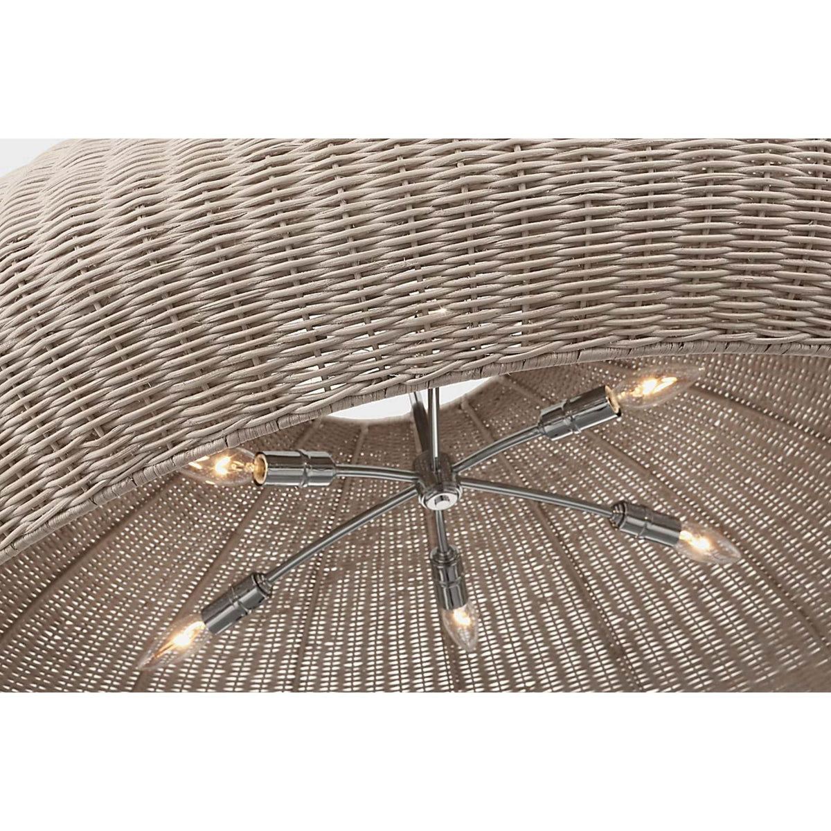 Chapman & Myers Kokomo 44" Wide Pendant in Polished Nickel with Ash Wicker Shade W44" x H16.75"