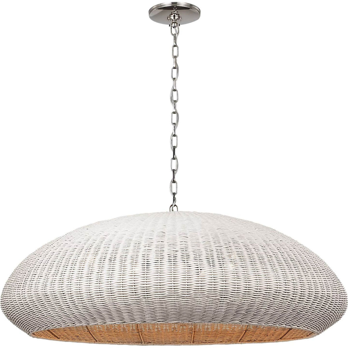 Chapman & Myers Kokomo 44" Wide Pendant in Polished Nickel with Chalk Wicker Shade W44" x H16.75"