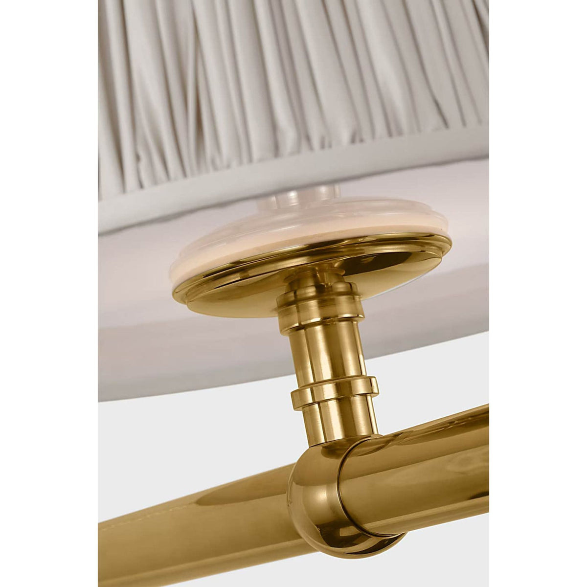 Chapman & Myers Marion 56" Linear Chandelier in Antique-Burnished Brass with Champagne Silk Pleated Shades W17" x 56"