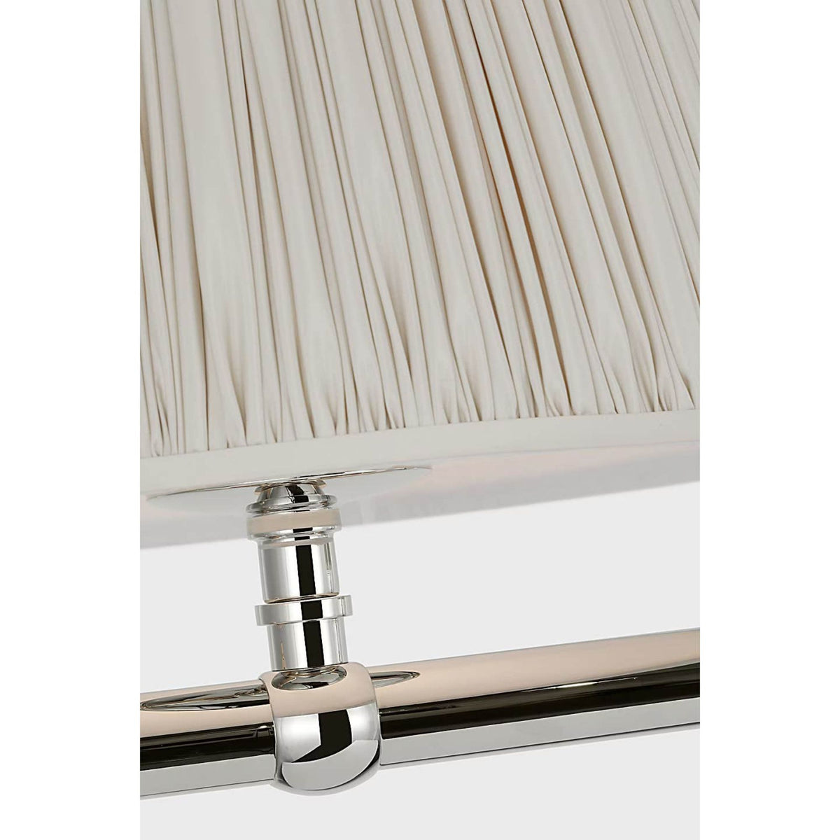 Chapman & Myers Marion 56" Linear Chandelier in Polished Nickel with Champagne Silk Pleated Shades W17" x 56"