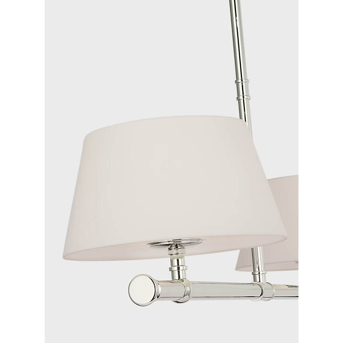 Chapman & Myers Marion 56" Linear Chandelier in Polished Nickel with Linen Shades W17" x 56"