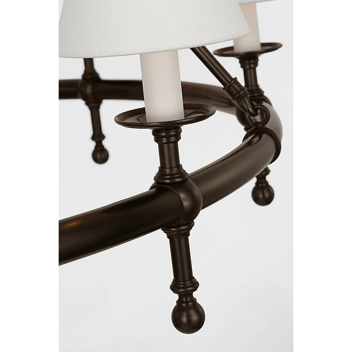Chapman & Myers Classic 42" Ring Chandelier in Bronze with Linen Shades W43.75" x H34"