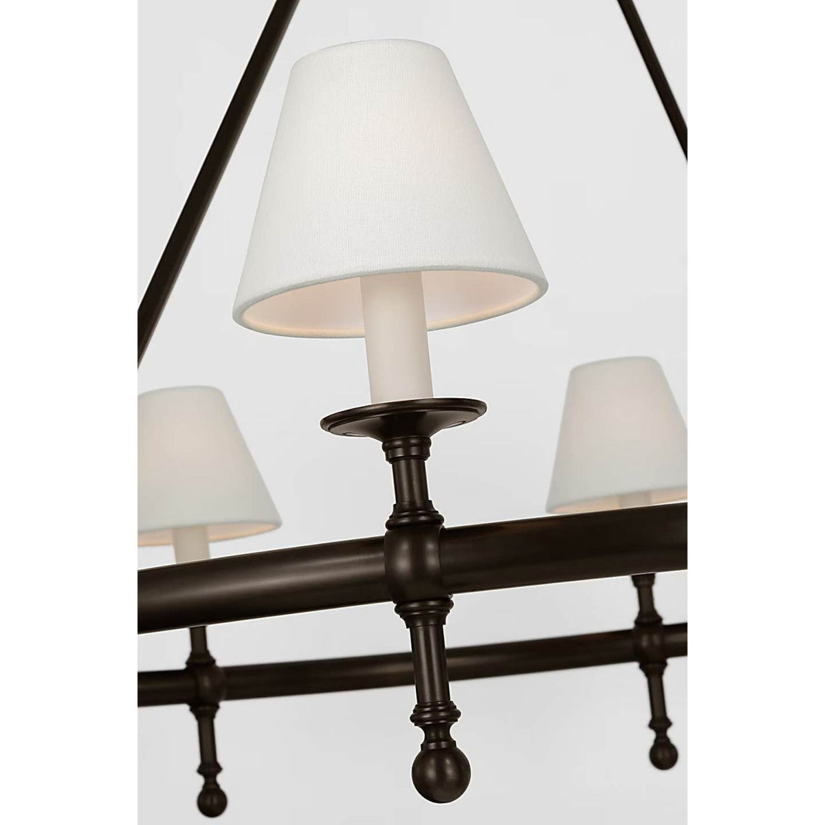 Chapman & Myers Classic 42" Ring Chandelier in Bronze with Linen Shades W43.75" x H34"